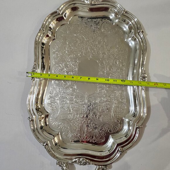 Vintage Oneida Heirloom Melon Large Silver Plated Victorian Style Platter Butler - Picture 11 of 11